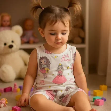 ست تاپ و شورتک دخترانه طرح Little Princess